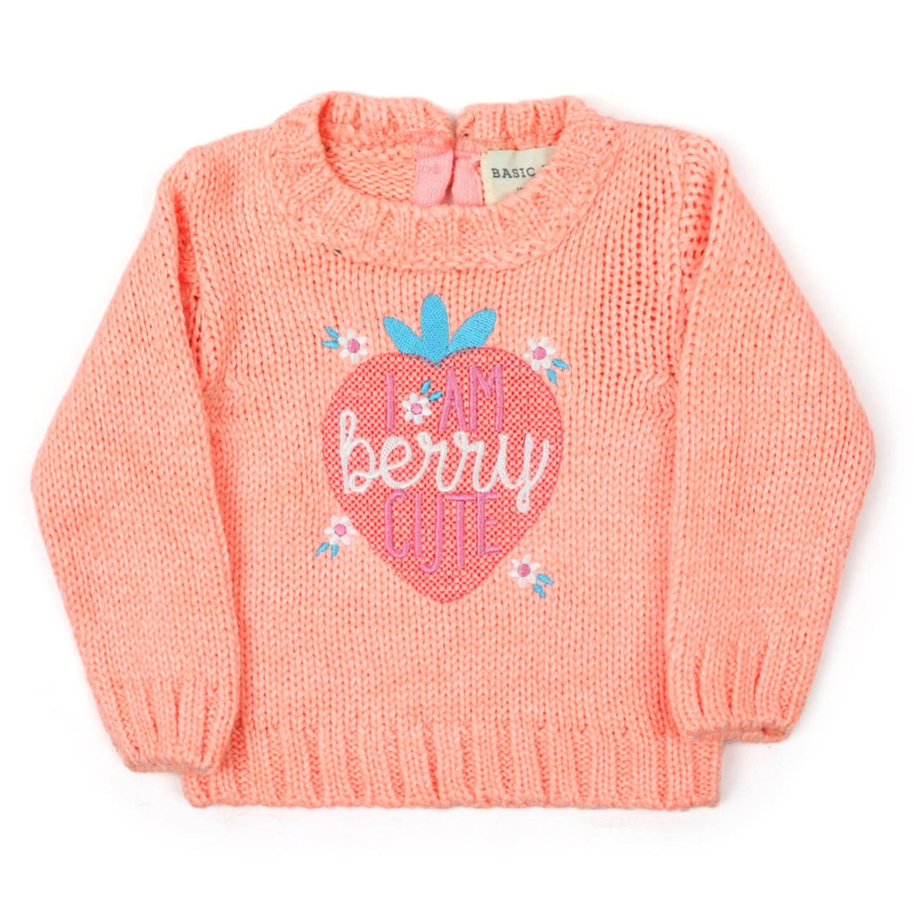 Newborn Girls Full Sleeves Sweater - Peach, Newborn Girls Winterwear, Chase Value, Chase Value