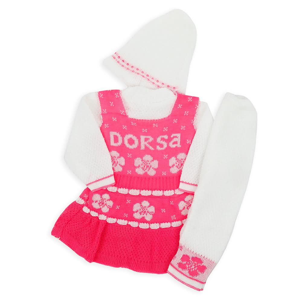 Newborn Girls Full Sleeves Sweater Suit - Pink, Newborn Girls Sets & Suits, Chase Value, Chase Value