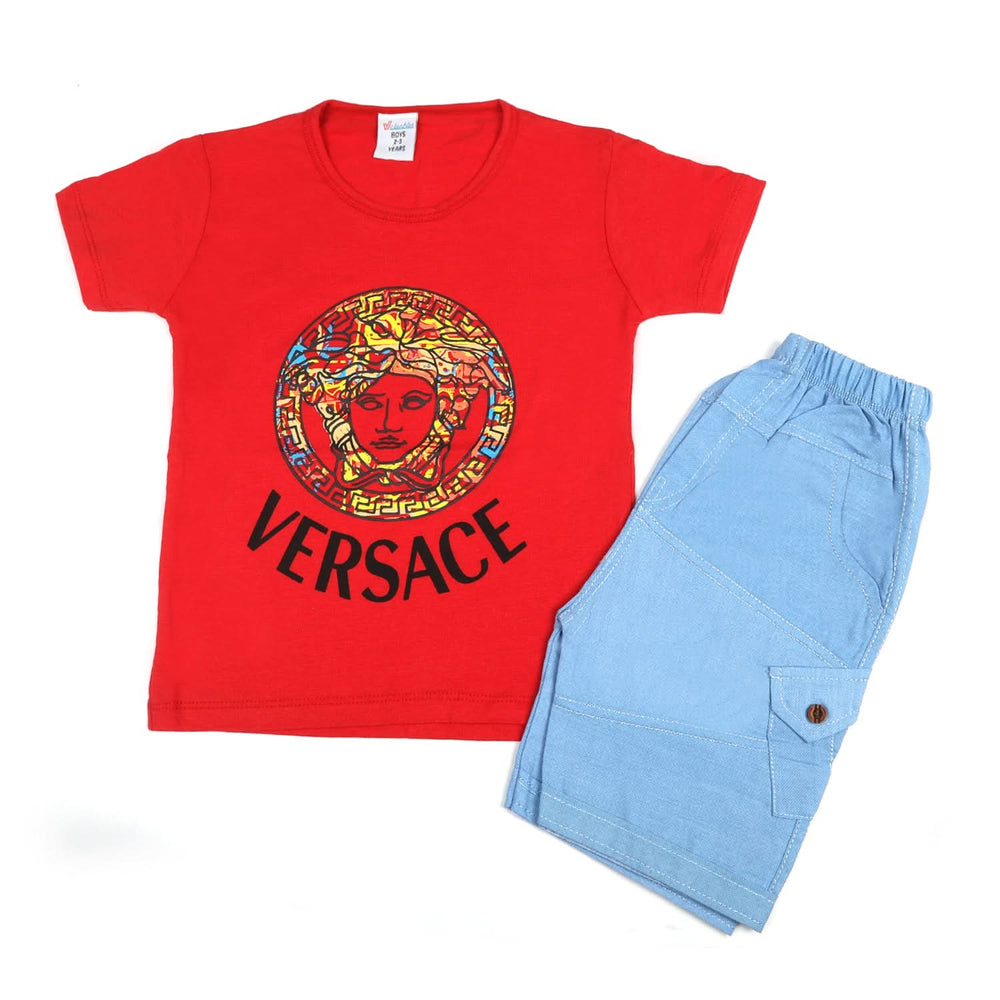 Boys Half Sleeves Short Suit - Red, Boys Sets & Suits, Chase Value, Chase Value