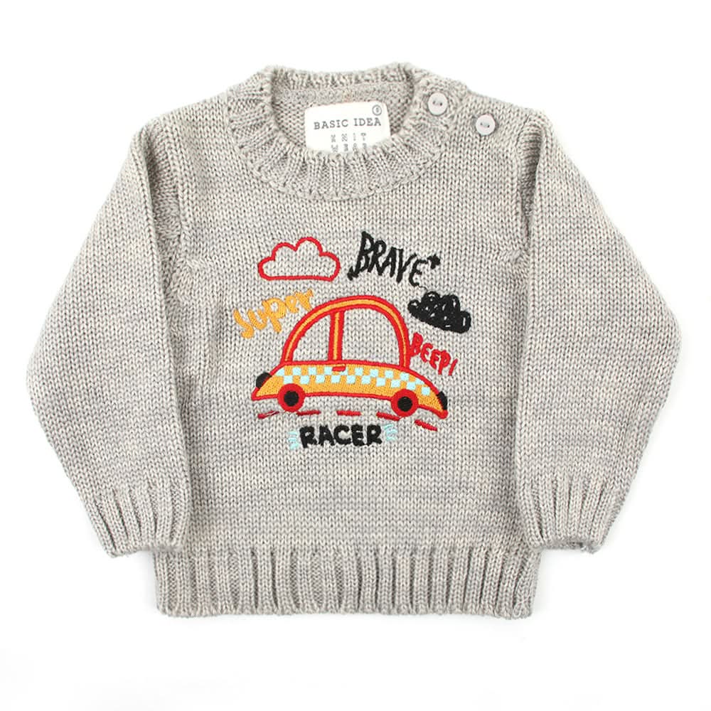 Newborn Girls Full Sleeves Sweater - Grey, Newborn Girls Winterwear, Chase Value, Chase Value