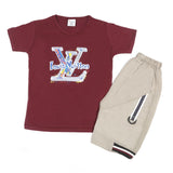 Boys Half Sleeves Short Suit - Maroon, Boys Sets & Suits, Chase Value, Chase Value