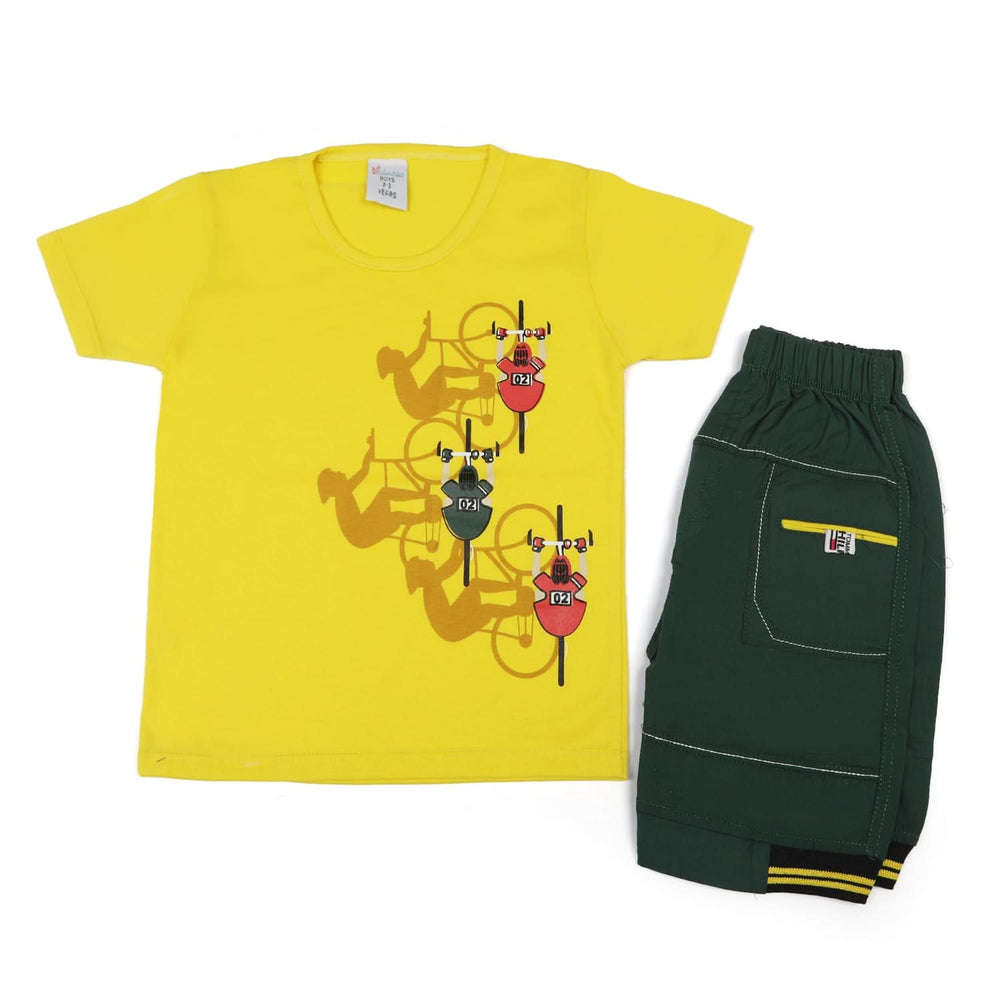 Boys Half Sleeves Short Suit - Yellow, Boys Sets & Suits, Chase Value, Chase Value