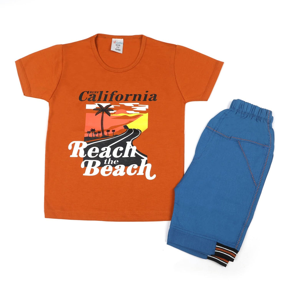 Boys Half Sleeves Short Suit - Rust, Boys Sets & Suits, Chase Value, Chase Value