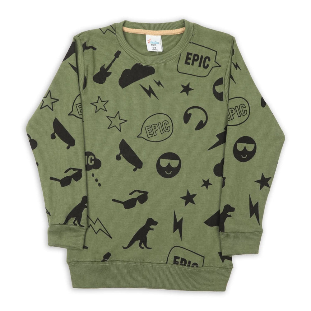 Boys Full Sleeve Sweatshirt - Olive, Boys Hoodies & Sweat Shirts, Chase Value, Chase Value