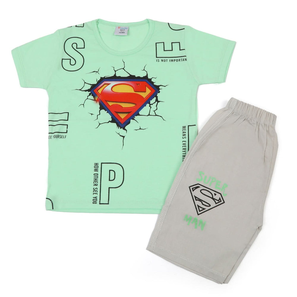 Boys Half Sleeves Short Suit - Light Green, Boys Sets & Suits, Chase Value, Chase Value