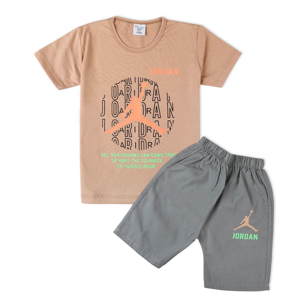 Valuable Boys Half Sleeves Short Suit - Light Brown, Boys Sets & Suits, Chase Value, Chase Value
