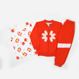 Girls Full Sleeves 3pcs Suit - Orange, Girls Suits, Chase Value, Chase Value