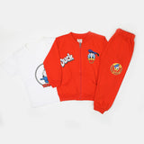 Girls Full Sleeves 3pcs Suit - Orange, Girls Suits, Chase Value, Chase Value