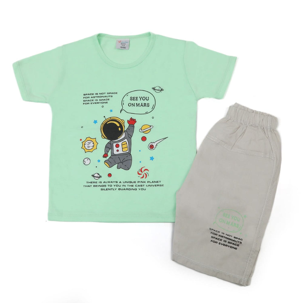 Boys Half Sleeves Short Suit - Light Green, Boys Sets & Suits, Chase Value, Chase Value