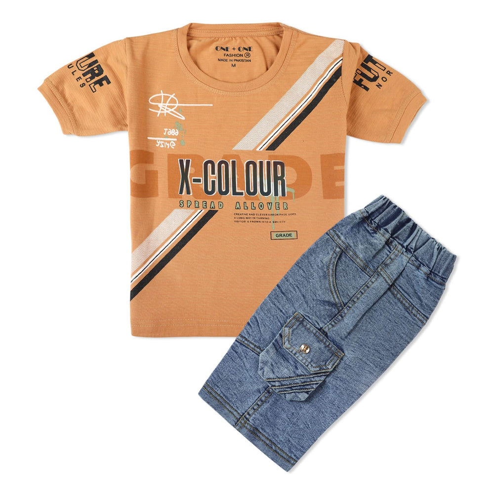 Boys Half Sleeves Suit - Mustard, Boys Sets & Suits, Chase Value, Chase Value