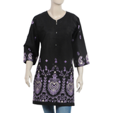 Women's Embroidered Stitched Kurti - Black, Women Ready Kurtis, Chase Value, Chase Value