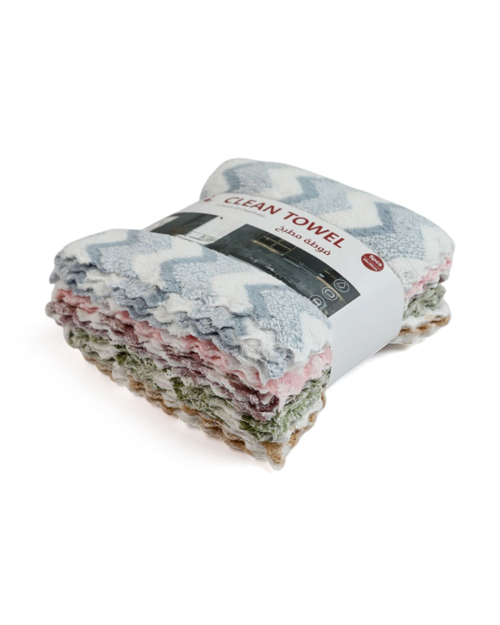 Cationic Clean Towel 5Pcs Set – 30×30 cm - Multi Color, Kitchen Towels, Chase Value, Chase Value