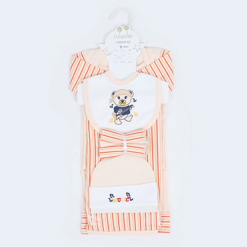 Newborn Boys Starter Gitter Set Pack of 9 - Peach, Newborn Boys Sets & Suits, Chase Value, Chase Value
