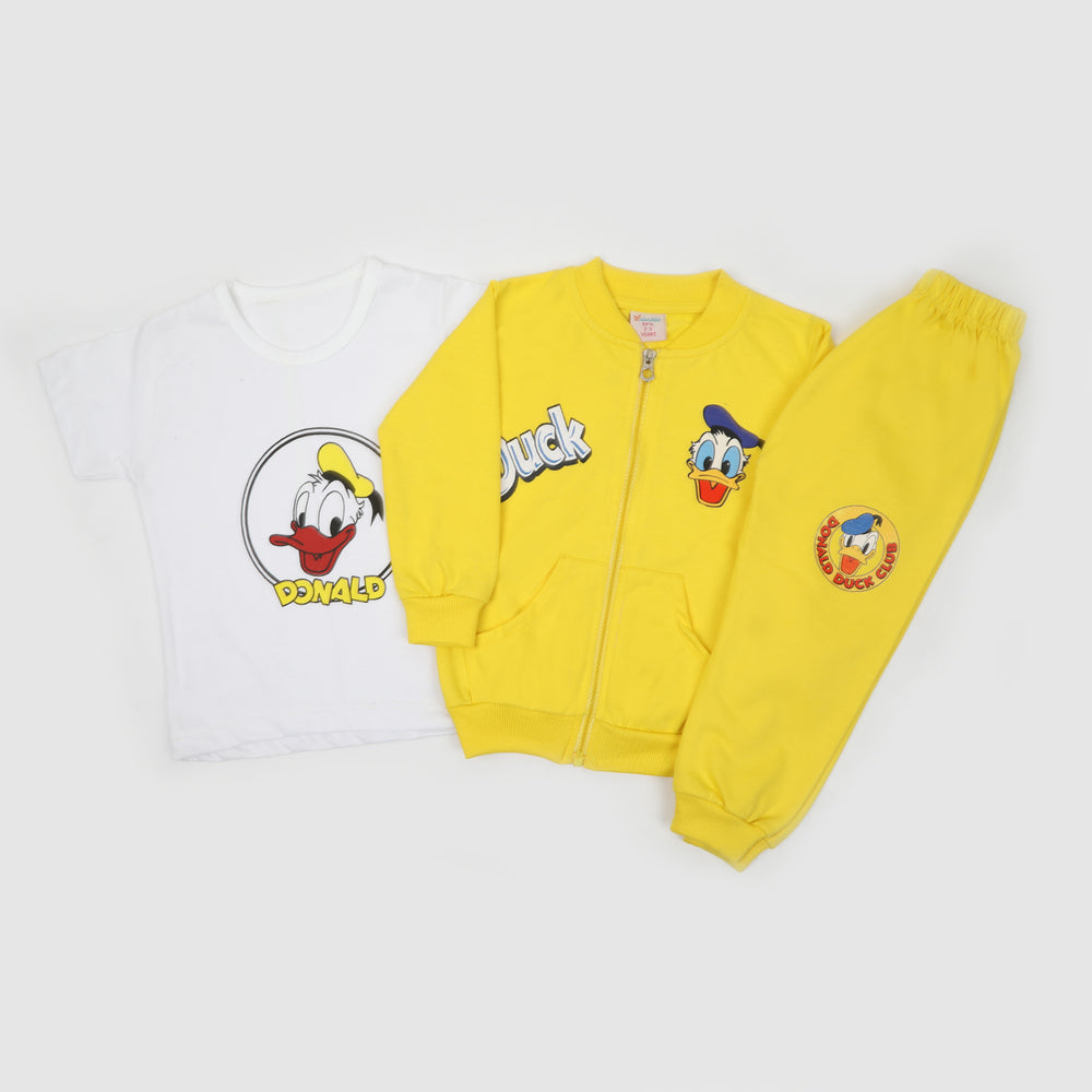 Girls Full Sleeves 3pcs Suit - Yellow, Girls Suits, Chase Value, Chase Value