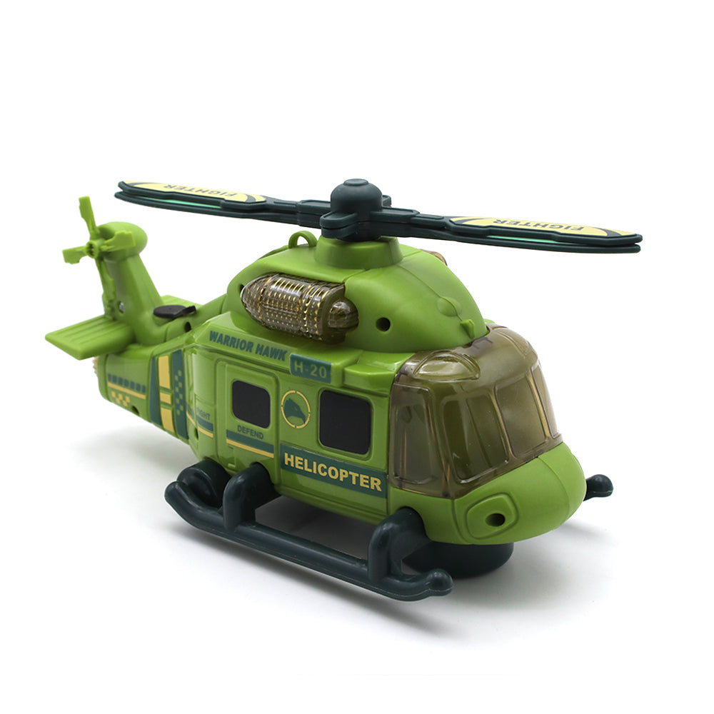 Military Helicopter Toy With Lights & Music - Green, Non-Remote Control, Chase Value, Chase Value