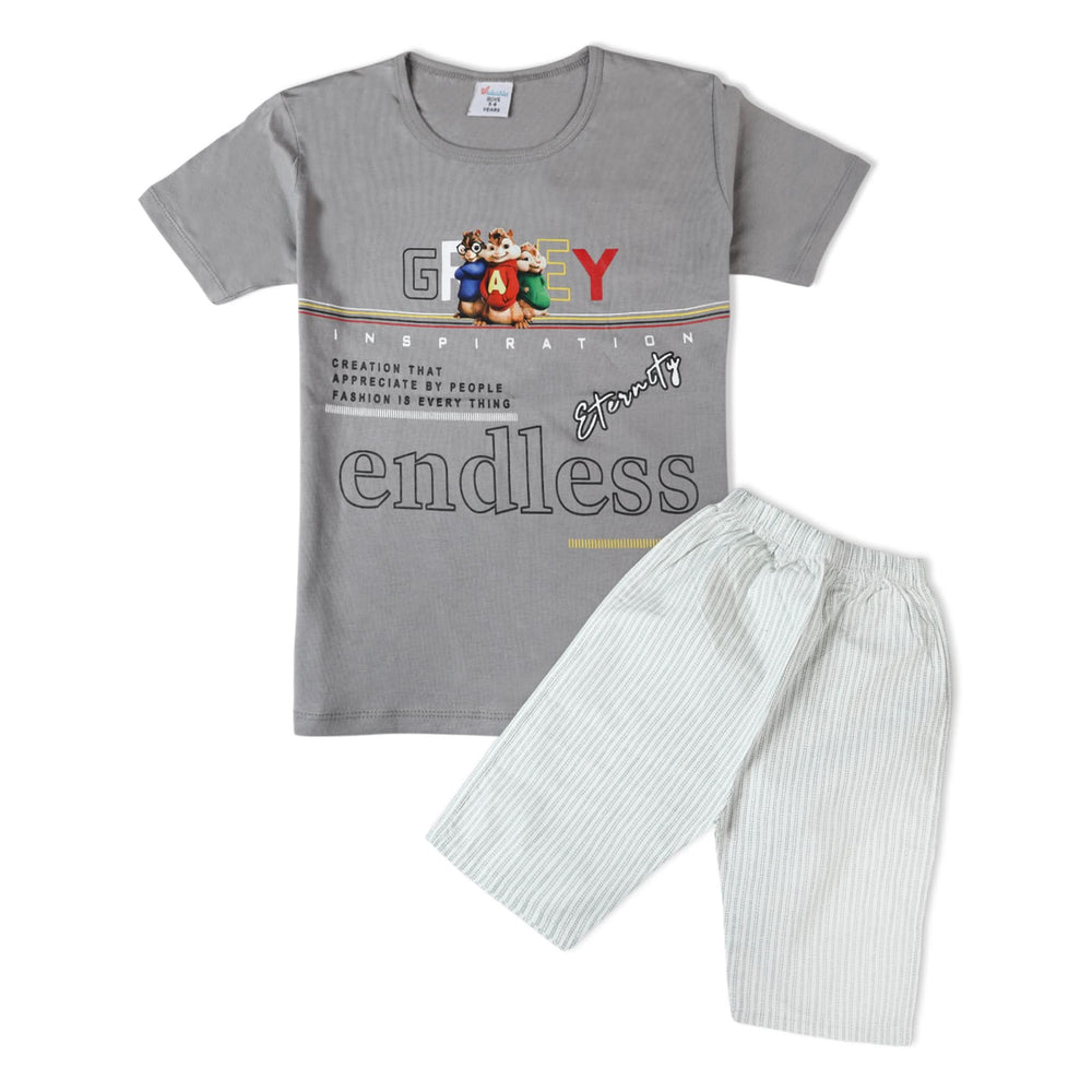 Valuable Boys Half Sleeves Short Suit - Grey, Boys Sets & Suits, Chase Value, Chase Value