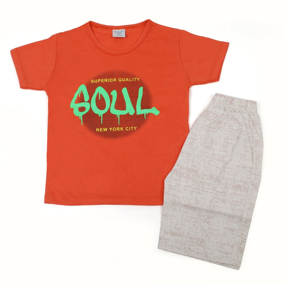 Boys Half Sleeves Short Suit - Orange, Boys Sets & Suits, Chase Value, Chase Value
