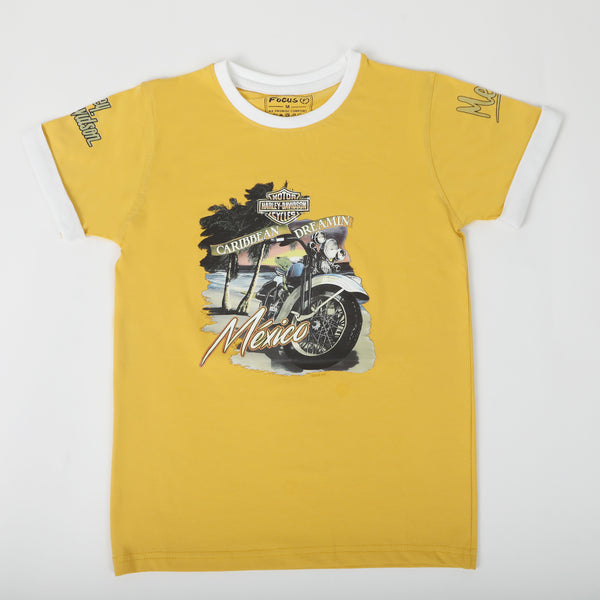 Boys Printed Half Sleeves T-Shirt - Yellow