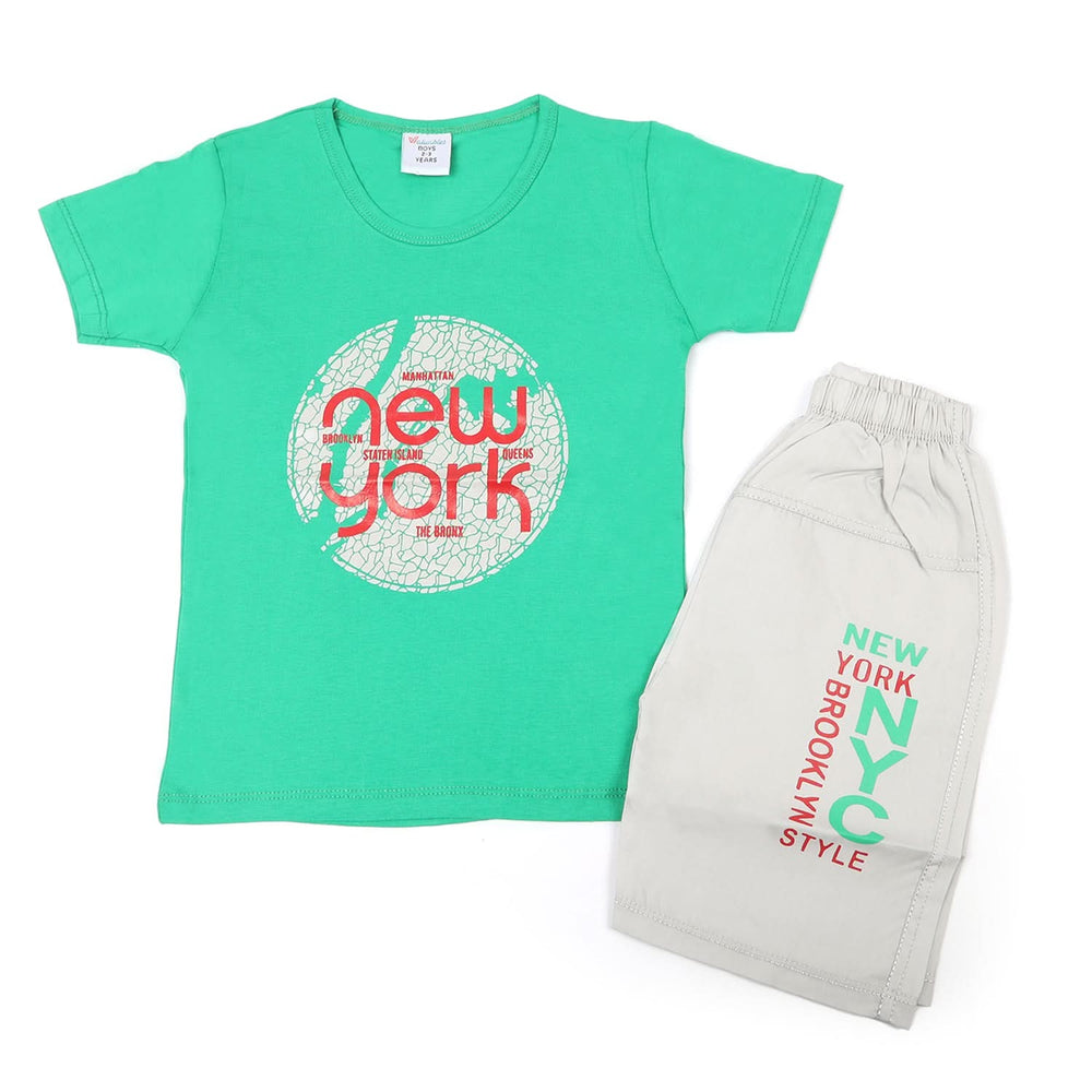 Boys Half Sleeves Short Suit - Green, Boys Sets & Suits, Chase Value, Chase Value