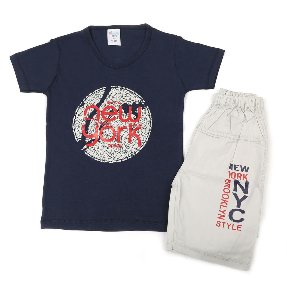 Boys Half Sleeves Short Suit - Navy Blue, Boys Sets & Suits, Chase Value, Chase Value