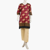 Women's Printed Stitched 2Pcs Shalwar Suit - Maroon, Women Shalwar Suits, Chase Value, Chase Value