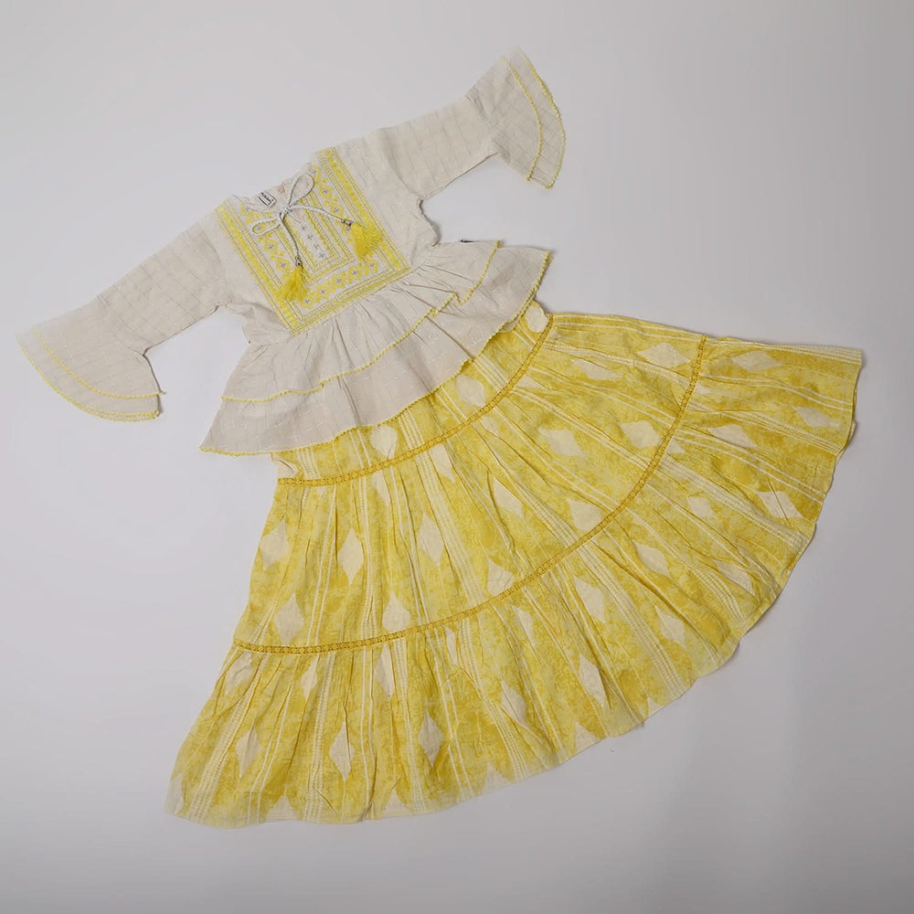 Girls 2Pcs Suit - Yellow, Girls Shalwar Kameez, Chase Value, Chase Value