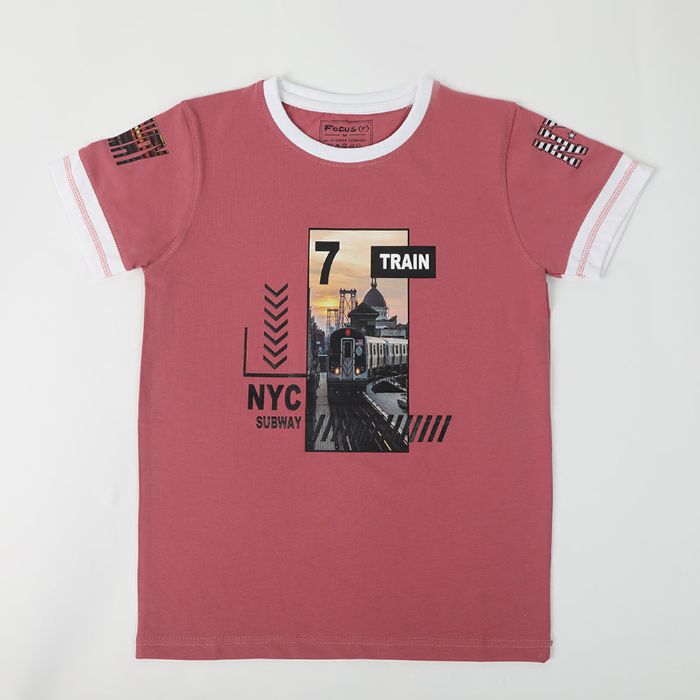 Boys Printed Half Sleeves T-Shirt - Tea Pink, Boys T-Shirts, Chase Value, Chase Value