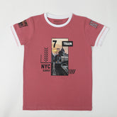 Boys Printed Half Sleeves T-Shirt - Tea Pink, Boys T-Shirts, Chase Value, Chase Value