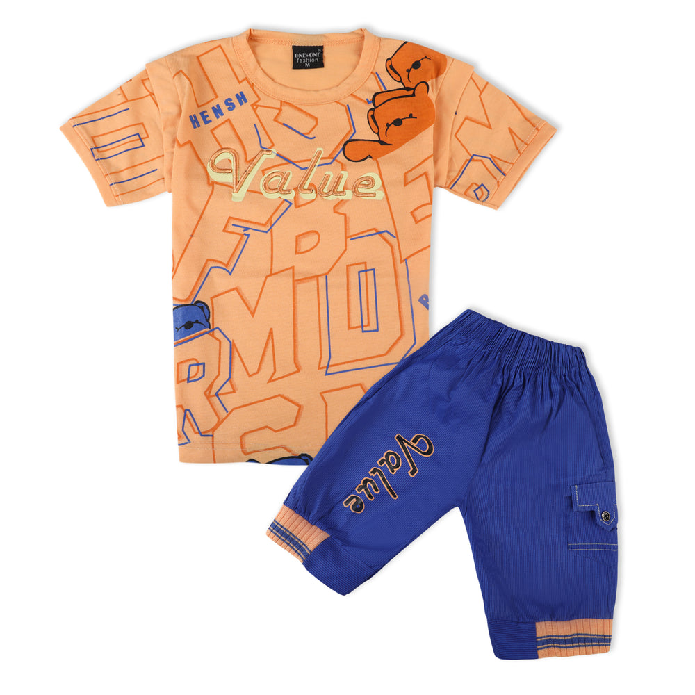 Boys Half Sleeves Suit - Peach, Boys Sets & Suits, Chase Value, Chase Value
