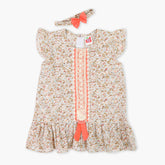 Newborn Girls Half Sleeves Frock - Orange, Newborn Girls Frocks, Chase Value, Chase Value