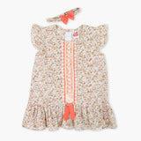 Newborn Girls Half Sleeves Frock - Orange, Newborn Girls Frocks, Chase Value, Chase Value