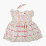 Newborn Girls Half Sleeves Frock - Pink, Newborn Girls Frocks, Chase Value, Chase Value