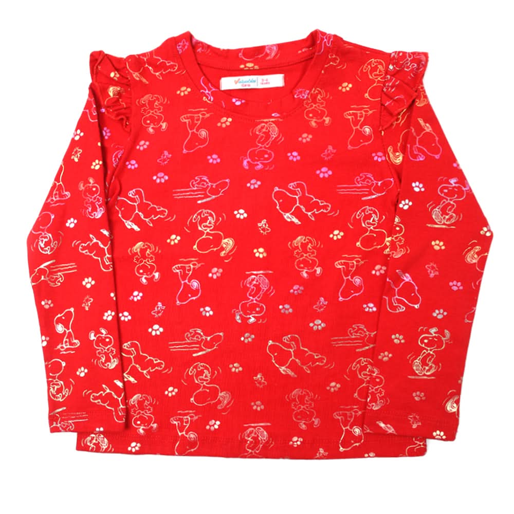 Girls Full Sleeves T-Shirt - Red, Girls T-Shirts, Chase Value, Chase Value