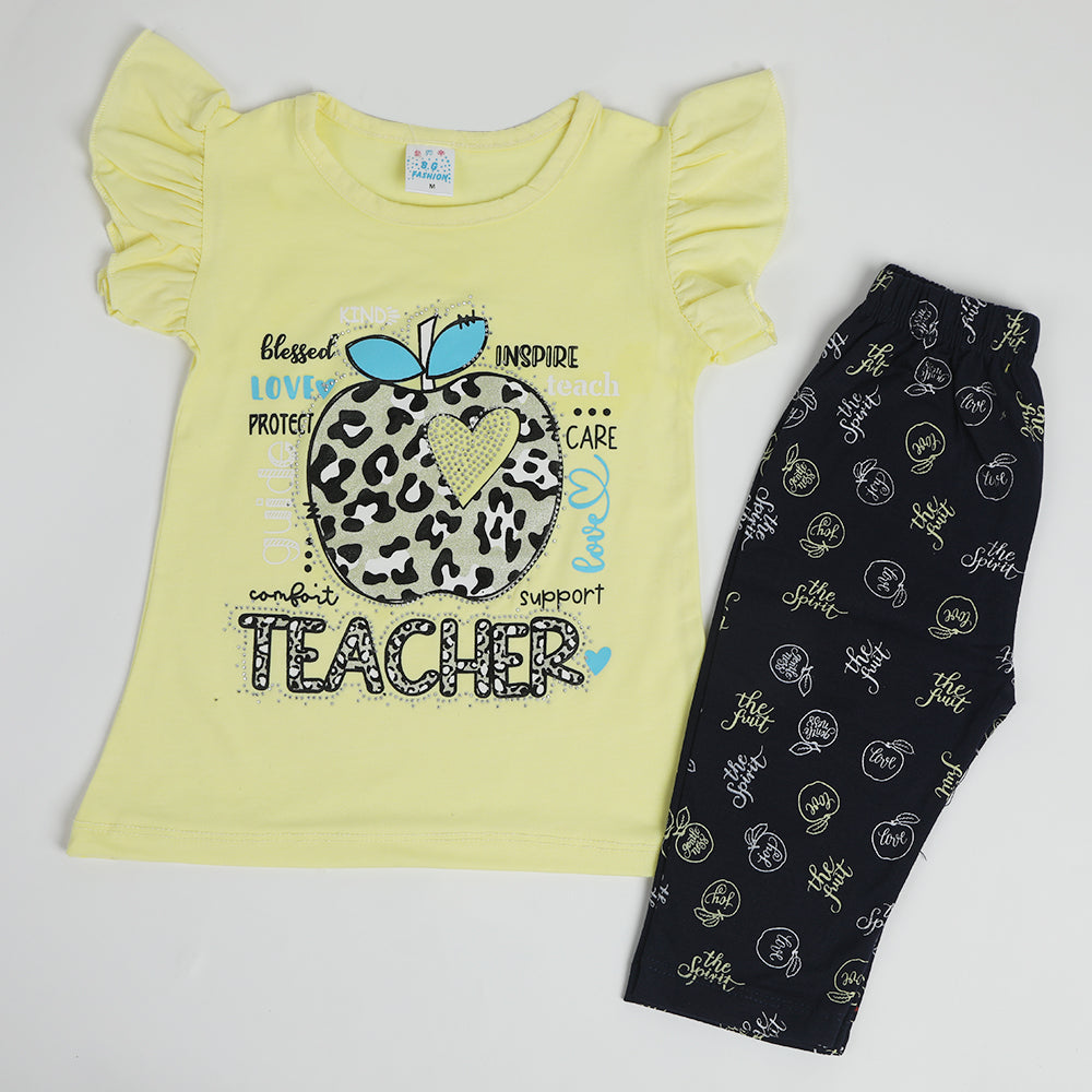 Girls Half Sleeves Suit - Yellow, Girls Suits, Chase Value, Chase Value