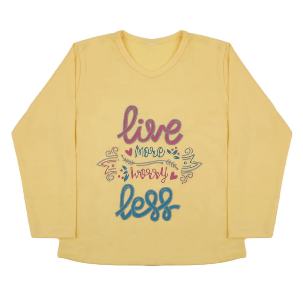 Girls Full Sleeves T-Shirt - Yellow, Girls T-Shirts, Chase Value, Chase Value