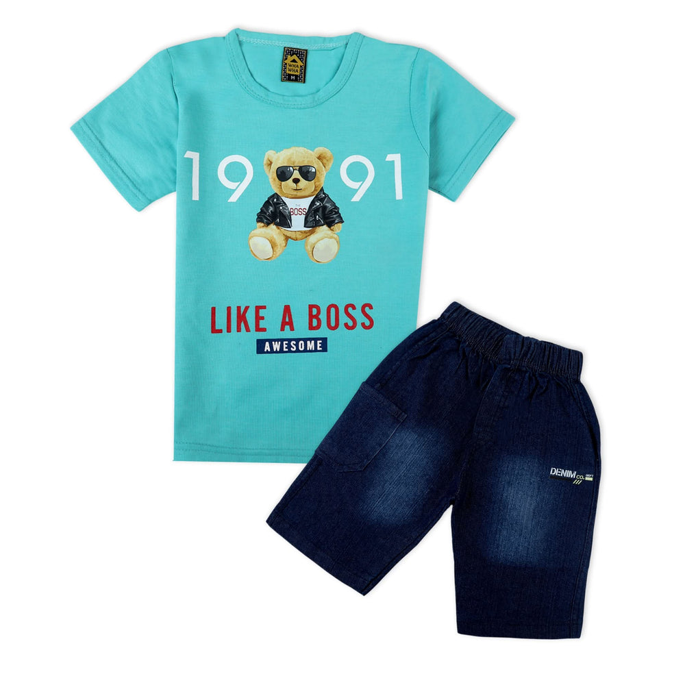 Valuable Boys Half Sleeves Suit - Cyan, Boys Sets & Suits, Chase Value, Chase Value
