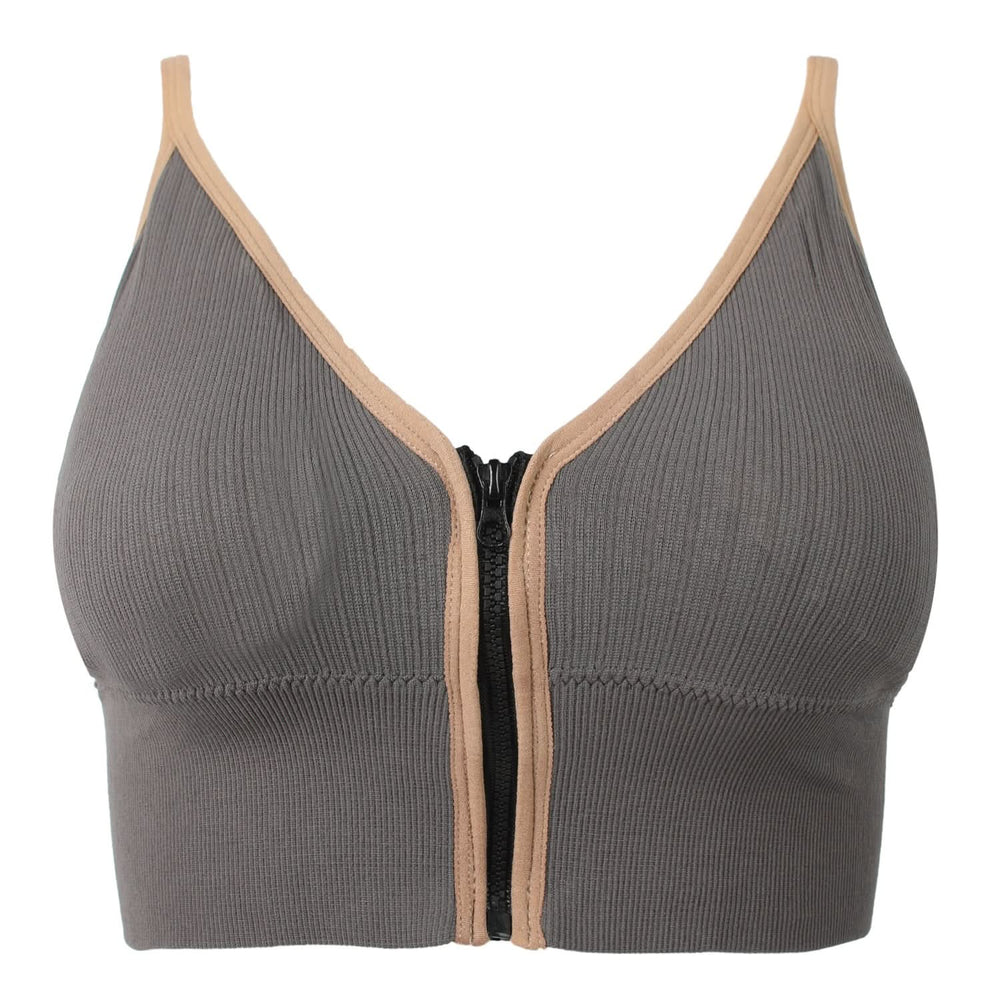 Women's Sport Zip Bra - Grey, Women Sports Bra, Chase Value, Chase Value