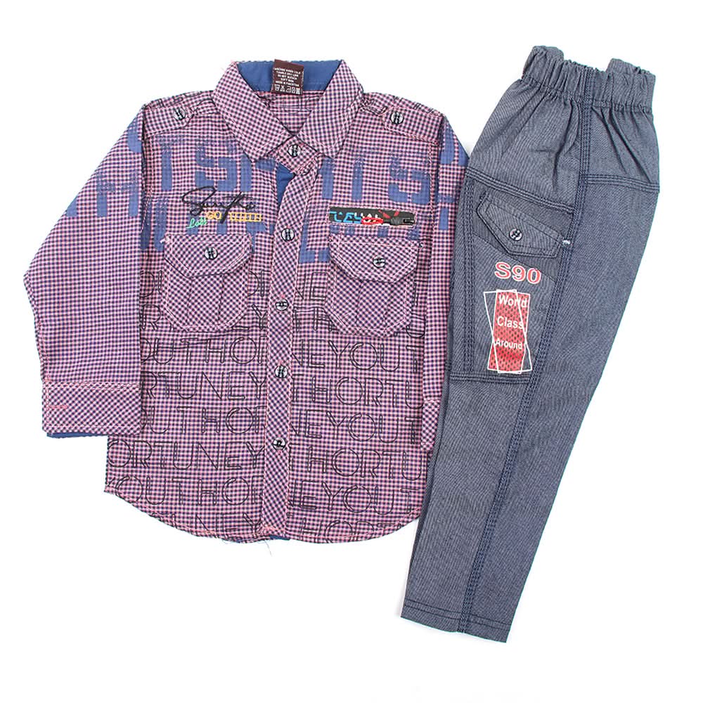 Boys 3pcs Full Sleeves Suit - Purple, Boys Sets & Suits, Chase Value, Chase Value