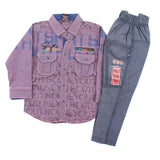Boys 3pcs Full Sleeves Suit - Purple, Boys Sets & Suits, Chase Value, Chase Value