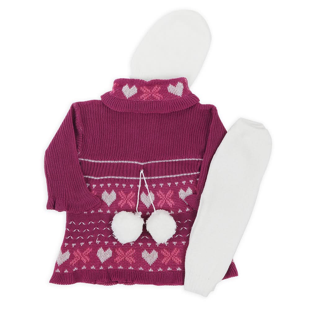 Newborn Girls Full Sleeves Sweater Suit - Purple, Newborn Girls Sets & Suits, Chase Value, Chase Value