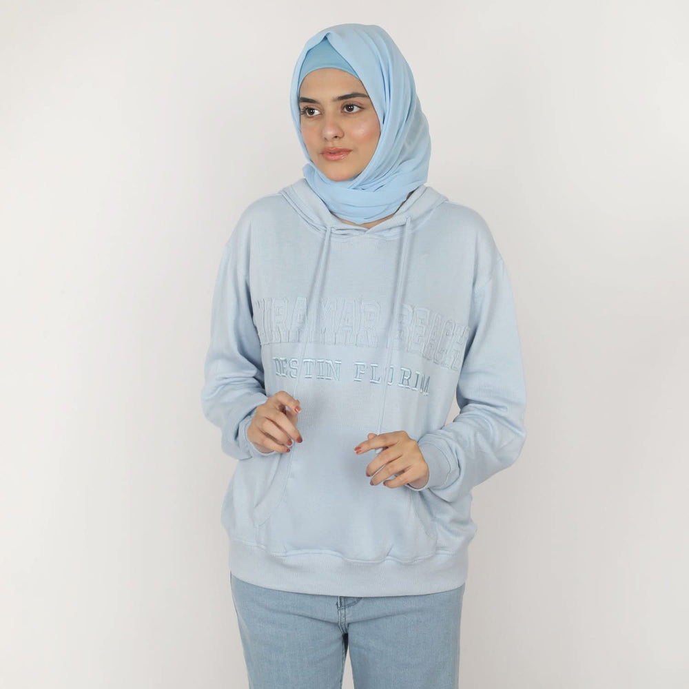 Women's Full Sleeves Hoodie Jacket - Sky Blue, Women Sweatshirts & Hoodies, Chase Value, Chase Value
