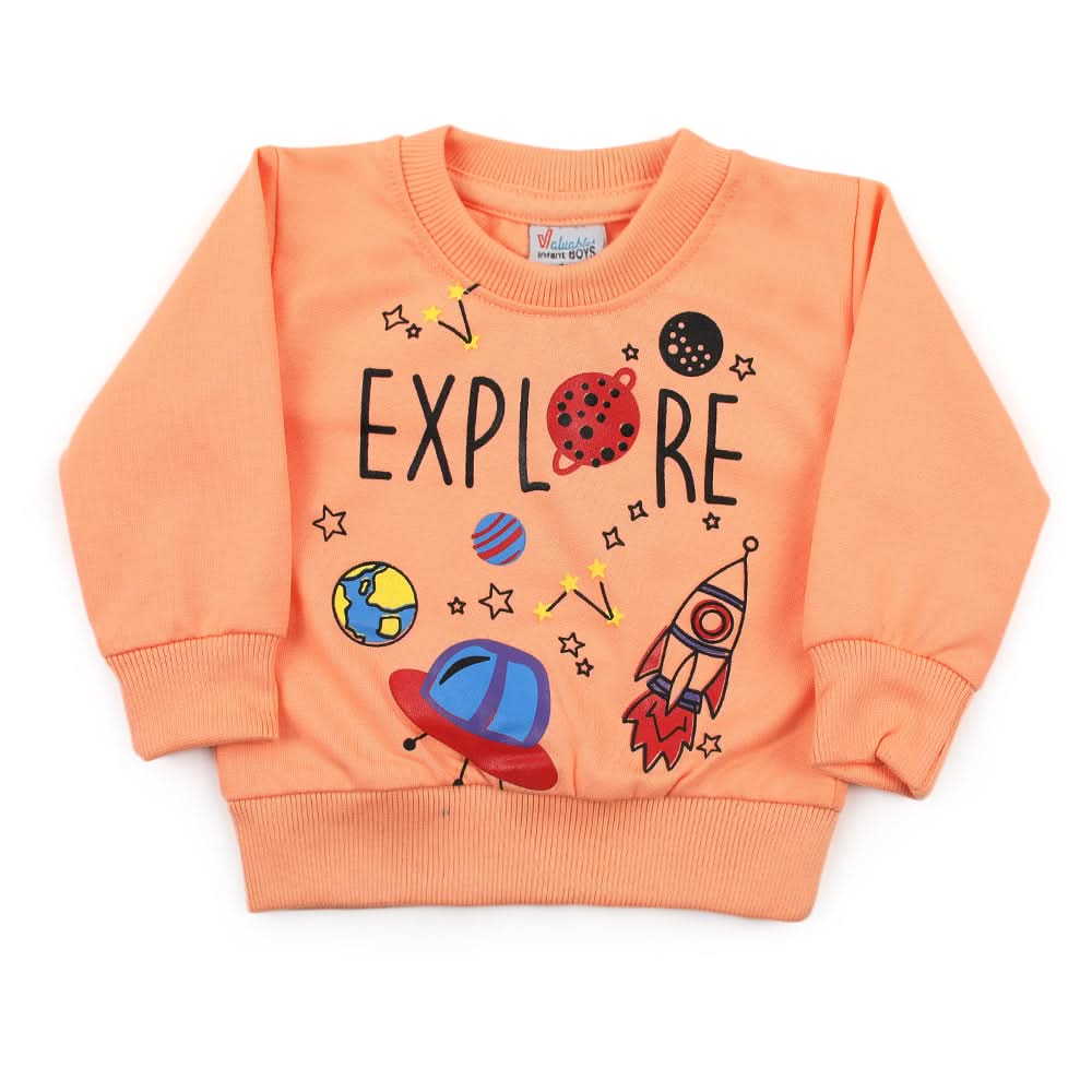 Newborn Boys Full Sleeves T-shirt - Peach, Newborn Boys Shirts & T-Shirts, Chase Value, Chase Value