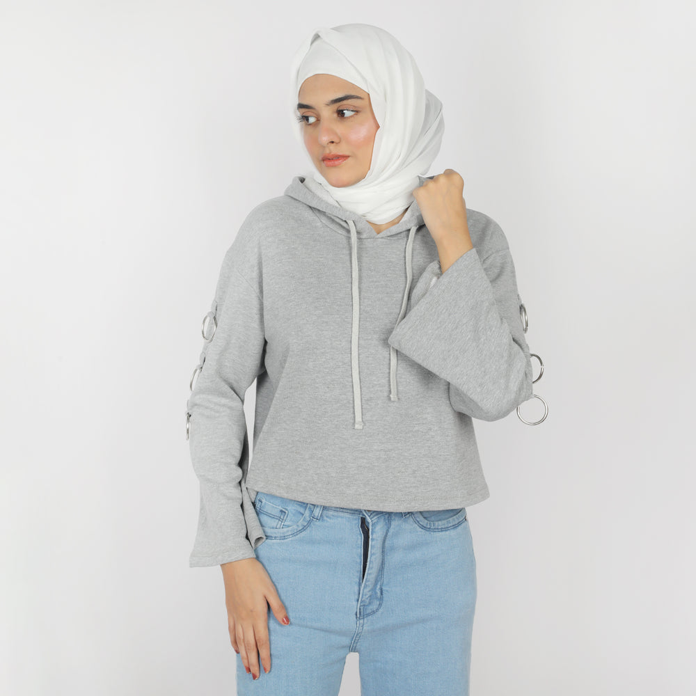 Women's Full Sleeves Hoodie Jacket - Grey, Women Sweatshirts & Hoodies, Chase Value, Chase Value