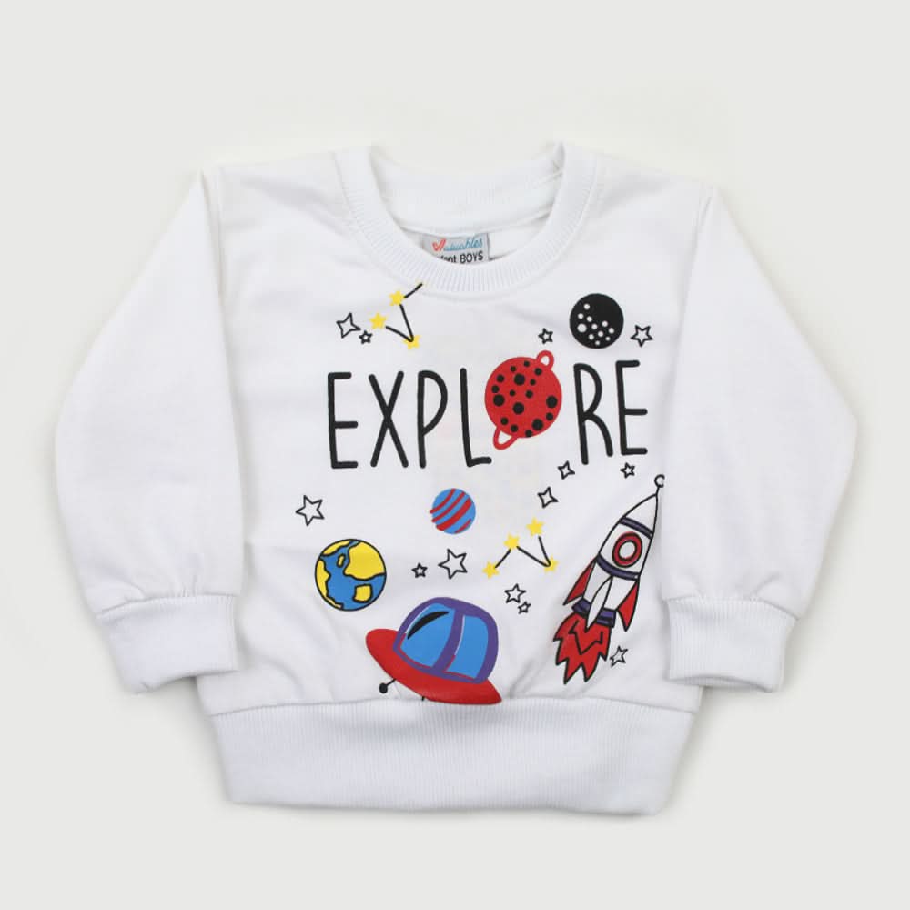 Newborn Boys Full Sleeves T-shirt - White, Newborn Boys Shirts & T-Shirts, Chase Value, Chase Value