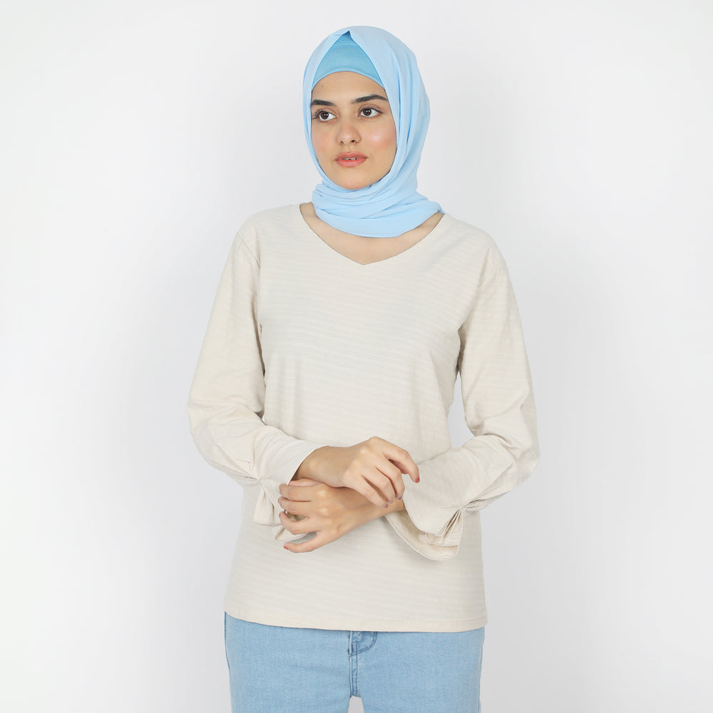 Women's Full Sleeves T-Shirt - Fawn, Women T-Shirts & Tops, Chase Value, Chase Value