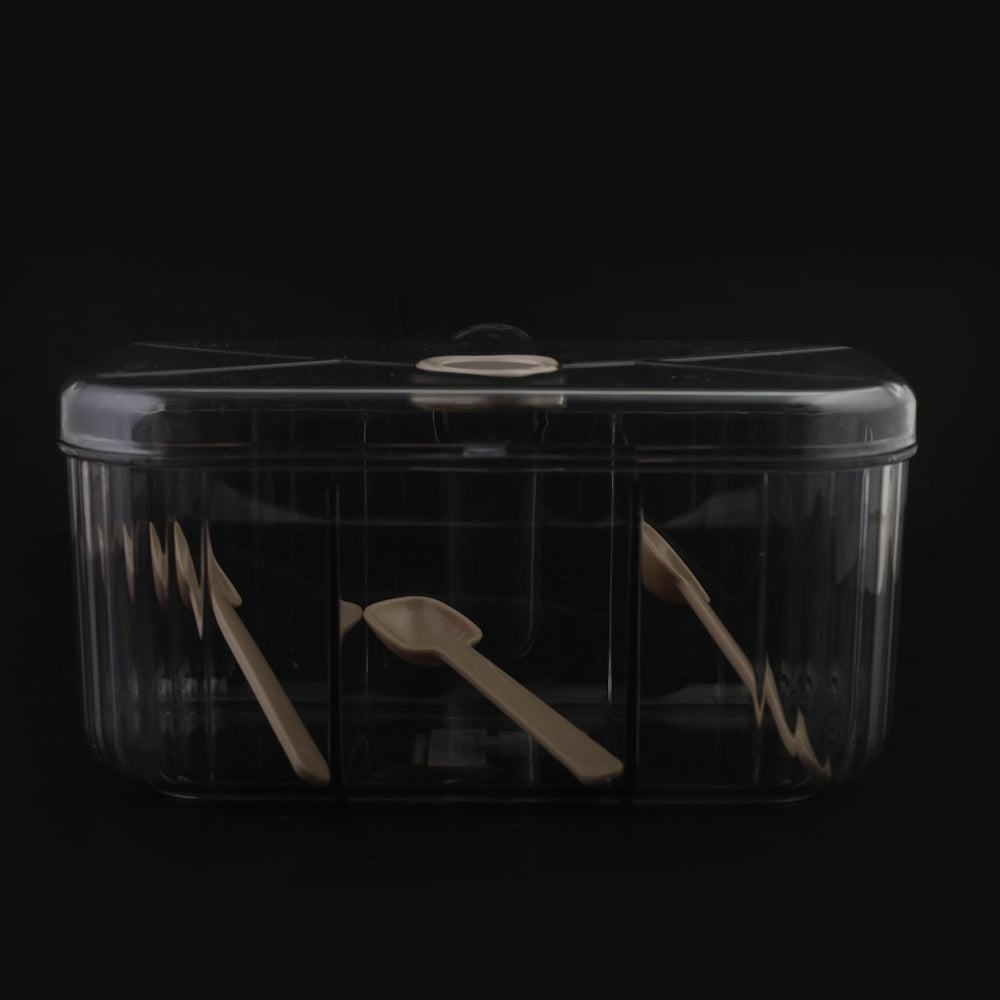 Spice Box 4 Section Square Shape - Grey, Spice Boxes, Chase Value, Chase Value