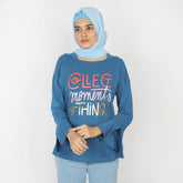 Women's Full Sleeves Top - Steel Blue, Women T-Shirts & Tops, Chase Value, Chase Value