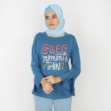 Women's Full Sleeves Top - Steel Blue, Women T-Shirts & Tops, Chase Value, Chase Value