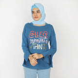 Women's Full Sleeves Top - Steel Blue, Women T-Shirts & Tops, Chase Value, Chase Value
