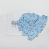 Girls Full Sleeves 3pcs Suit - Blue, Girls Suits, Chase Value, Chase Value
